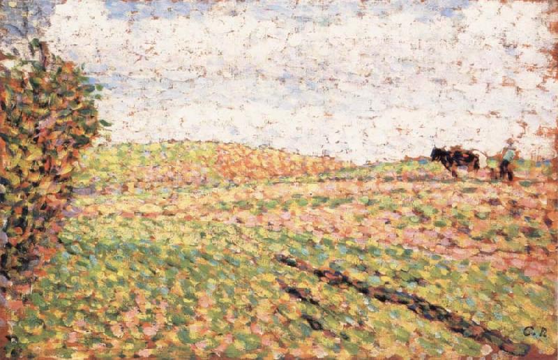 Camille Pissarro Ploughing at Eragny oil painting image